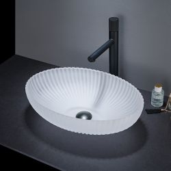 Milano Altham - Crystal Glass Oval Countertop Basin - 510 x 350mm (No Tap-Holes) - Choice of Finish