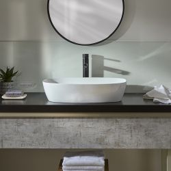 Milano Berkely - White Modern Oval Countertop Basin - 600mm x 380mm (No Tap-Holes)