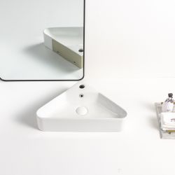 Milano Brixton - White Modern Corner Countertop Basin - 560mm x 345mm (1 Tap-Hole)
