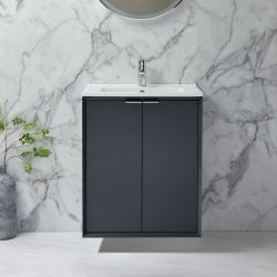 Milano Edge - 610mm Wall Hung Modern Vanity Unit with Basin - Choice of Finish and Handles