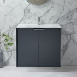 Milano Edge - 810mm Wall Hung Modern Vanity Unit with Basin - Choice of Finish and Handles