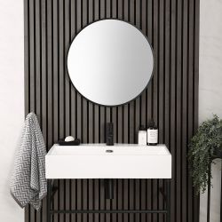 Milano Annalise  - Black Round Wall Hung Mirror - 600mm