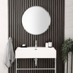 Milano Annalise - Chrome Round Wall Hung Mirror - 600mm