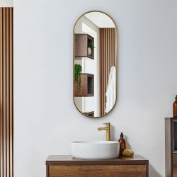 Milano Gianna - Brushed Brass Oval Wall Hung Mirror - 1000mm x 400mm