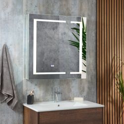 Milano Athos - Modern Anti-Fog LED Mirrored Cabinet - 750mm x 750mm