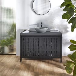 Milano Beswick - Black Metal 1200mm Vanity Unit with Elements Basin - Choice of Basin and Countertop Finish