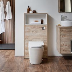 Milano Bexley - 600mm WC Unit with Rivington Back to Wall Toilet - Light Oak
