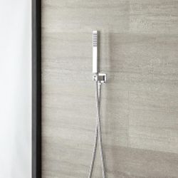 Milano Arvo - Modern Square Hand Shower with Integrated Wall Bracket and Outlet Elbow - Chrome