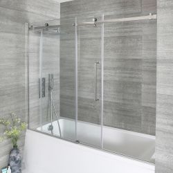 Milano Portland - Chrome Frameless Sliding Bath Shower Screen