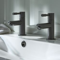 Milano Nero - Modern Basin Pillar Taps - Black
