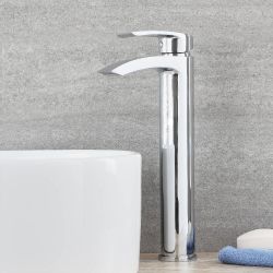 Milano Razor - Modern High Rise Mono Basin Mixer Tap - Chrome