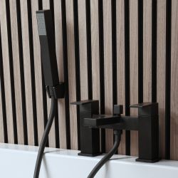 Milano Preto - Modern Deck Mounted Bath Shower Mixer Tap - Black