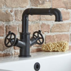 Milano Zandra - Industrial Style Two Handle Mono Basin Mixer Tap - Choice of Finish