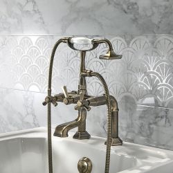 Milano Earlham - Art Deco Deck Mounted Bath Shower Mixer Tap - Choice of Finish