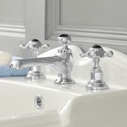 Milano Elizabeth - Traditional Crosshead 3 Tap-Hole Basin Mixer Tap - Choice of Finish