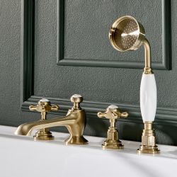 Milano Elizabeth - Traditional Crosshead 4 Tap-Hole Bath Shower Mixer Tap - Choice of Finish
