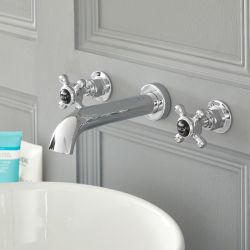Milano Elizabeth - Traditional Wall Mounted Crosshead 3 Tap-Hole Basin Mixer Tap - Choice of Finish