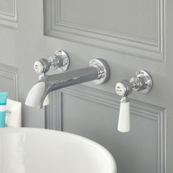 Milano Elizabeth - Traditional Wall Mounted 3 Tap-Hole Lever Head Basin Mixer Tap - Choice of Finish