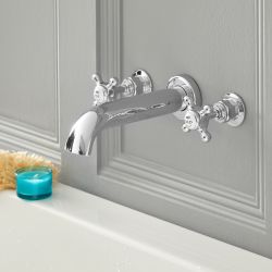 Milano Elizabeth - Traditional Wall Mounted Crosshead 3 Mixer Tap-Hole Bath Filler Mixer Tap - Choice of Finish