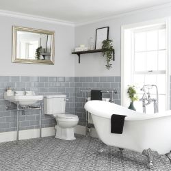 Milano Richmond - Traditional Bathroom Suite with Freestanding Bath, Toilet and Washstand Basin