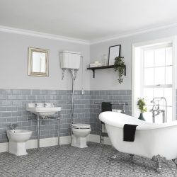 Milano Richmond - Traditional Bathroom Suite with Freestanding Bath, High Level Toilet, Washstand Basin and Bidet
