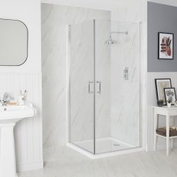 Milano Langley - Chrome Traditional Hinged Double Door Corner Shower Enclosure with Tray - Choice of Size