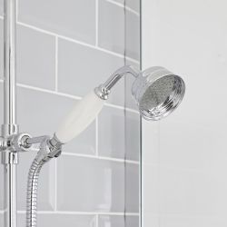 Milano Elizabeth - Chrome and White Traditional Triple Exposed Thermostatic Shower with Grand Rigid Riser Rail and Wall Spout (3 Outlet)