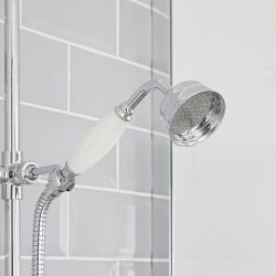 Milano Elizabeth - Chrome and White Traditional Twin Exposed Thermostatic Shower with Grand Rigid Riser Rail (2 Outlet)
