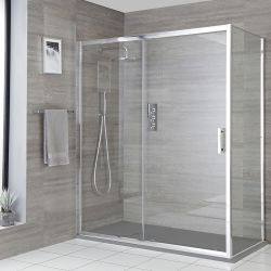 Milano Portland - Corner Sliding Door Shower Enclosure with Slate Tray - Choice of Sizes