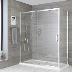Milano Portland - Corner Sliding Door Shower Enclosure with Tray - Choice of Sizes