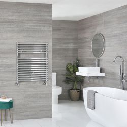 Milano Arno Dual Fuel - Chrome Bar on Bar Heated Towel Rail - 730mm x 450mm