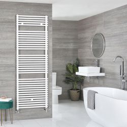 Milano Arno Dual Fuel - White Bar on Bar Heated Towel Rail - 1738mm x 600mm