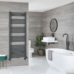 Milano Neva Dual Fuel - Anthracite Heated Towel Rail - 1600mm x 500mm