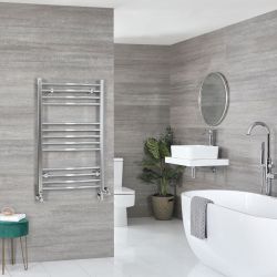 Milano Kent Dual Fuel - Chrome Curved Heated Towel Rail - 1000mm x 500mm