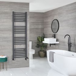 Milano Artle Dual Fuel - Anthracite Curved Heated Towel Rail - 1600mm x 500mm
