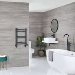 Milano Artle Dual Fuel - Anthracite Straight Heated Towel Rail - 600mm x 400mm