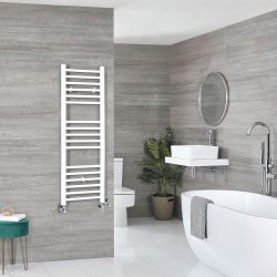 Milano Ive Dual Fuel - White Straight Heated Towel Rail - 1200mm x 400mm