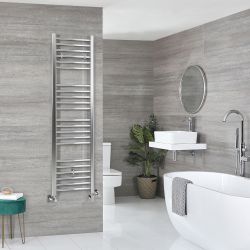 Milano Kent Dual Fuel - Chrome Straight Heated Towel Rail - 1600mm x 400mm