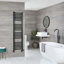 Milano Nero Dual Fuel - Black Straight Heated Towel Rail - 1600mm x 400mm