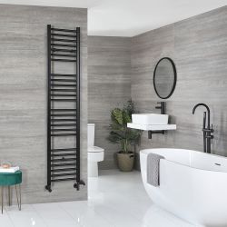 Milano Nero Dual Fuel - Black Straight Heated Towel Rail - 1800mm x 400mm