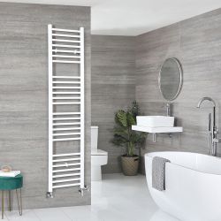 Milano Ive Dual Fuel - White Straight Heated Towel Rail - 1800mm x 400mm