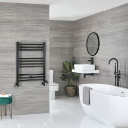 Milano Nero Dual Fuel - Black Straight Heated Towel Rail - 800mm x 500mm