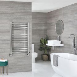 Milano Kent Dual Fuel - Chrome Straight Heated Towel Rail - 1000mm x 500mm