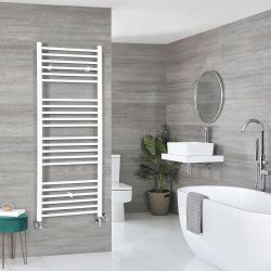 Milano Ive Dual Fuel - White Straight Heated Towel Rail - 1600mm x 500mm