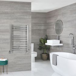 Milano Kent Dual Fuel - Chrome Straight Heated Towel Rail - 800mm x 600mm