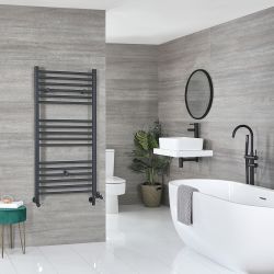 Milano Artle Dual Fuel - Anthracite Straight Heated Towel Rail - 1200mm x 600mm