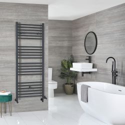 Milano Artle Dual Fuel - Anthracite Straight Heated Towel Rail - 1600mm x 600mm