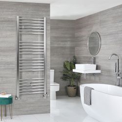 Milano Kent Dual Fuel - Chrome Straight Heated Towel Rail - 1600mm x 600mm