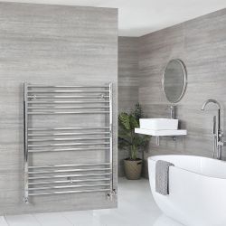 Milano Kent Dual Fuel - Chrome Straight Heated Towel Rail - 1200mm x 1000mm