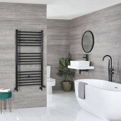 Milano Nero Dual Fuel - Black Straight Heated Towel Rail - Choice of Size